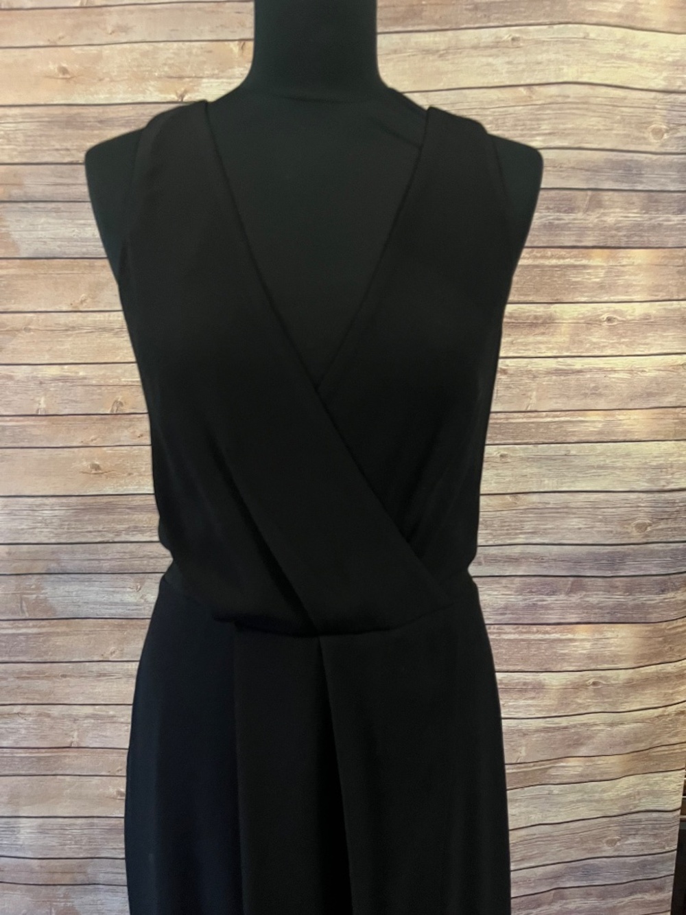 Dress The Population Black Ariel Plunging Faux Wrap Sleeveless Gown Size XL - Picture 9 of 16